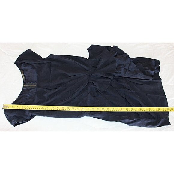 Cynthia Steffe -1980s - Reagan Era Style - Silk Charmeuse Ruffle Sheath Dress S - Picture 3 of 7